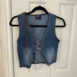Angel Blue Lace-Up Denim Vest
